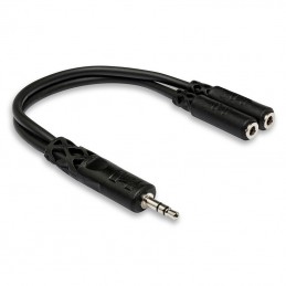 Hosa YMM-232 3.5 mm TRS to Dual 3.5 mm TRSF Y Cable - 6-Inch