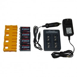 iPower 4-Bay 9V Charger & Battery Combo