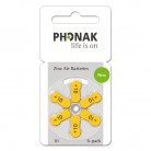 Phonak Mercury-Free A10 Zinc Air Hearing Aid Batteries, 6/Pack